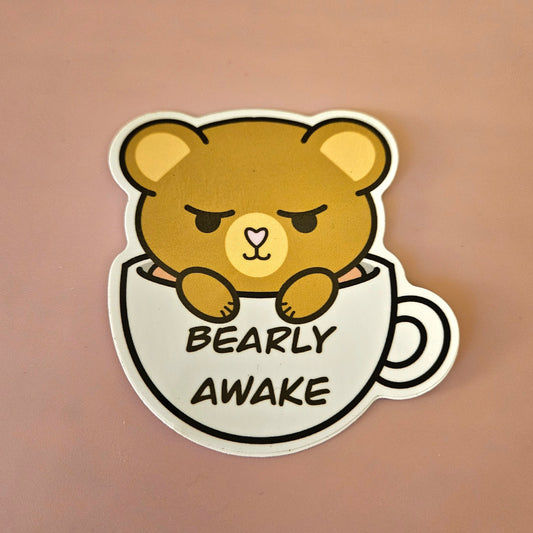 Bearly Awake Bear Sticker