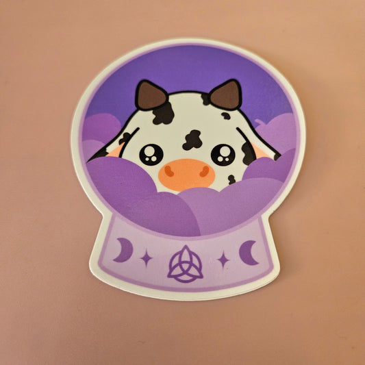 Crystal Ball Cow Sticker