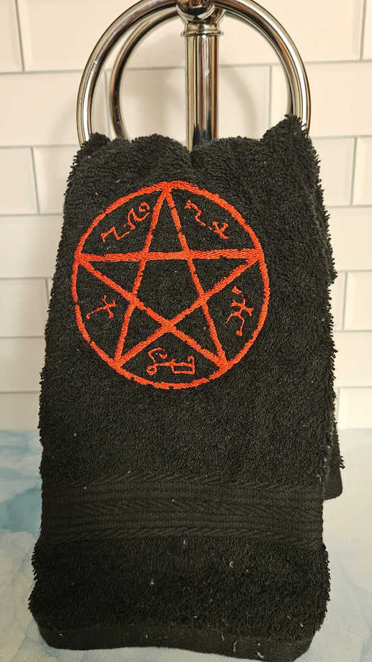 Devil's Trap Embroidered Hand Towel