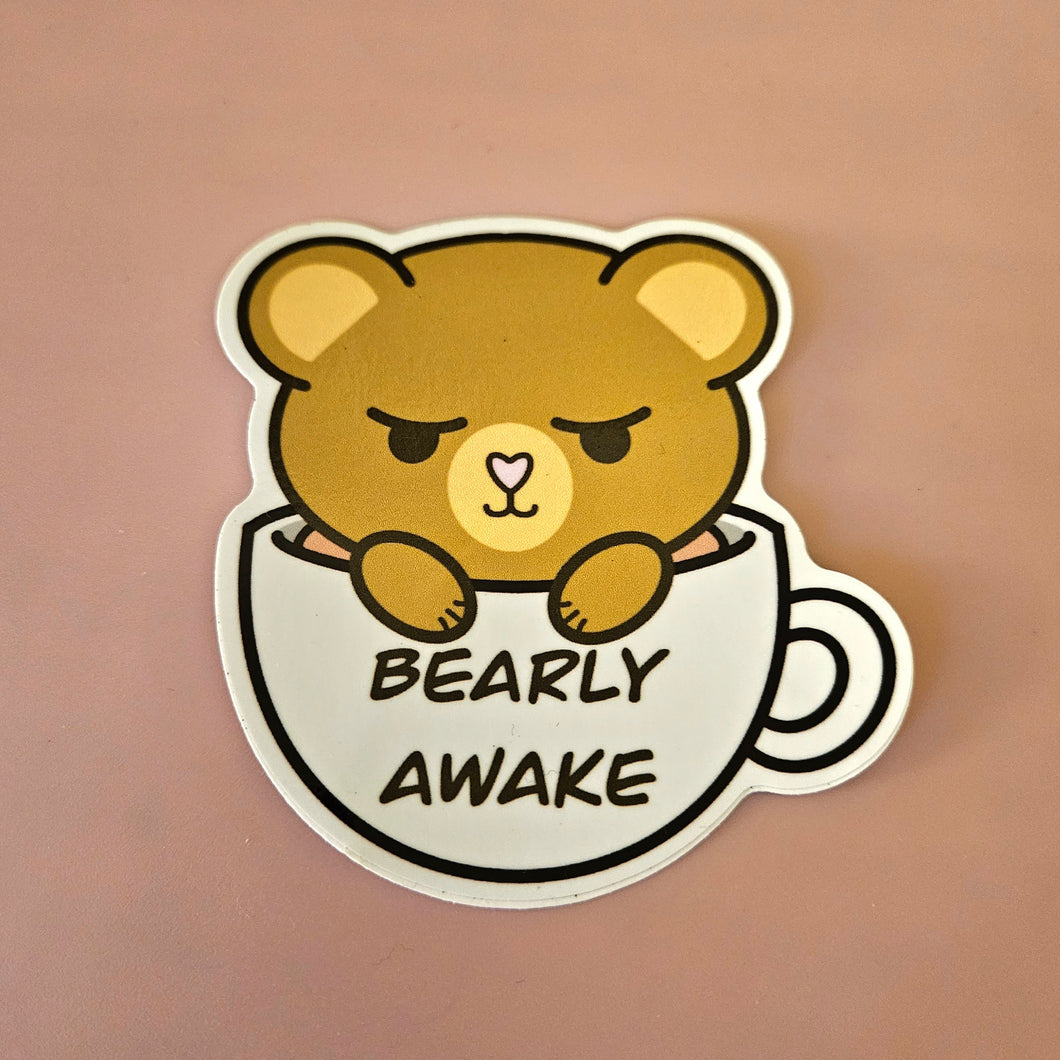 Bearly Awake Bear Sticker