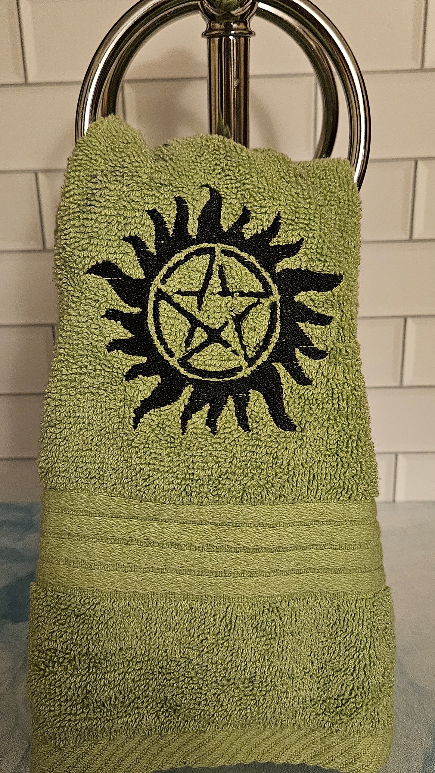 Anti-Possession Symbol Embroidered Hand Towel