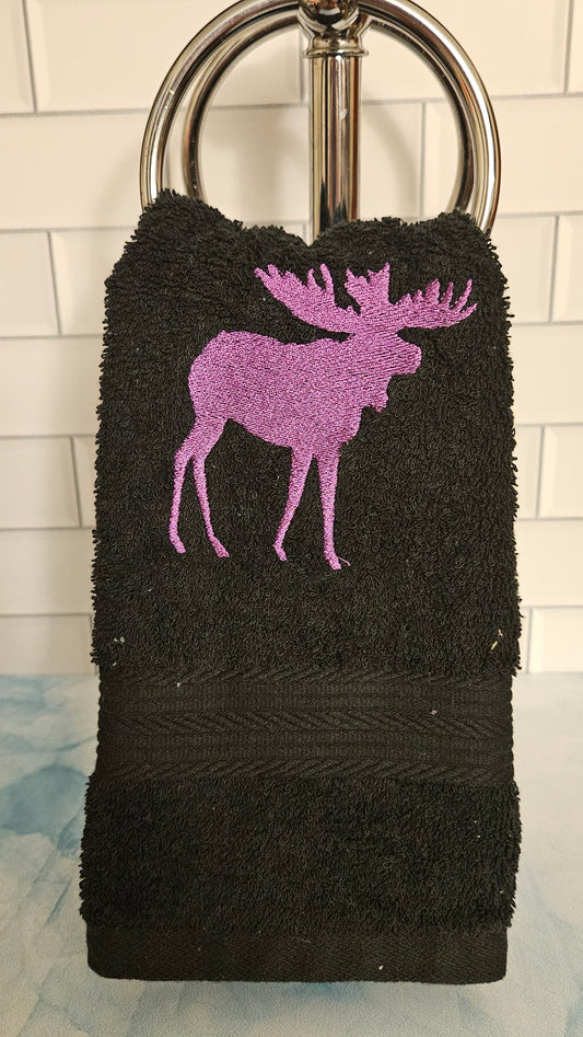 Moose Symbol Embroidered Hand Towel