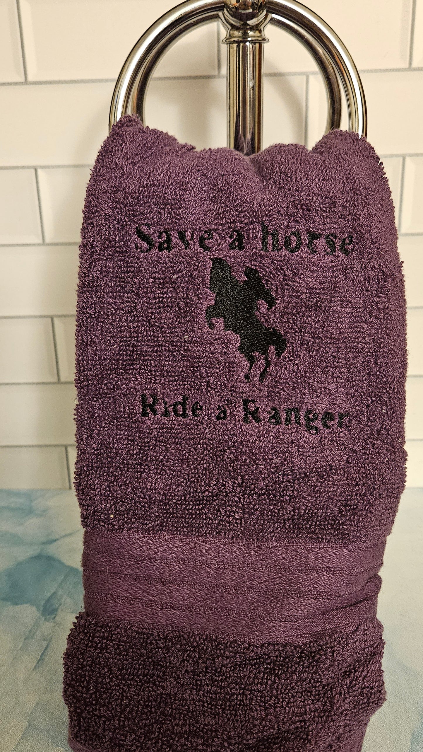 Save a horse Ride a Ranger Embroidered Hand Towel